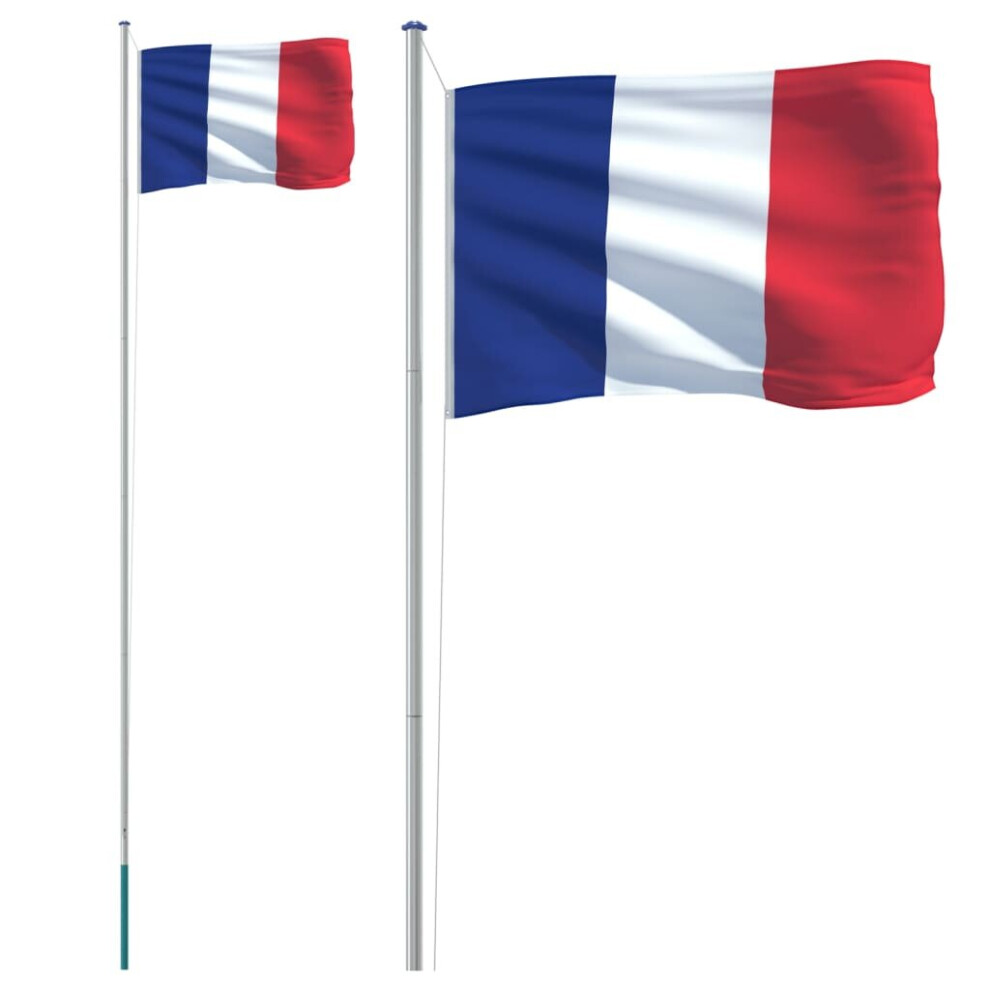 vidaXL France Flag and Pole 6.23 m Aluminium Outdoor Garden Camper Flag Pole