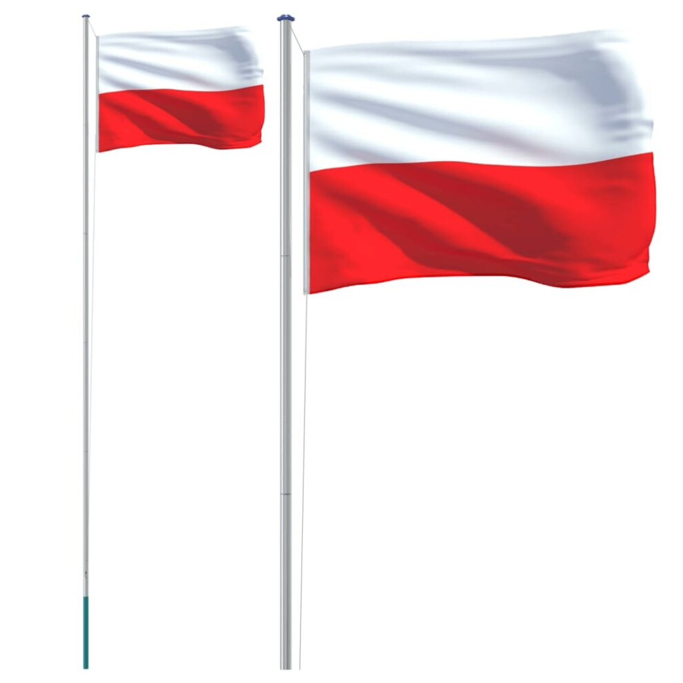 vidaXL Poland Flag and Pole Flagpole Decoration Flag Pole Kit Flag Aluminium