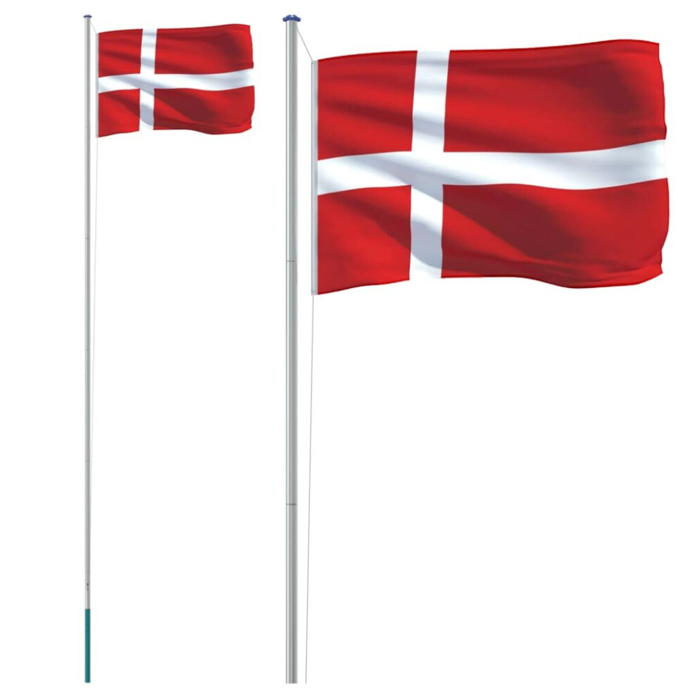 vidaXL Denmark Flag and Pole Flagpole Decoration Flag Pole Kit Flag Aluminium