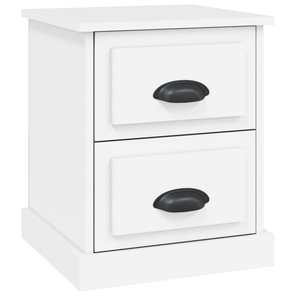 Vidaxl (White, 1 Pcs) Bedside Cabinet Side Table Nightstand Side Cabinet Engineered Wood