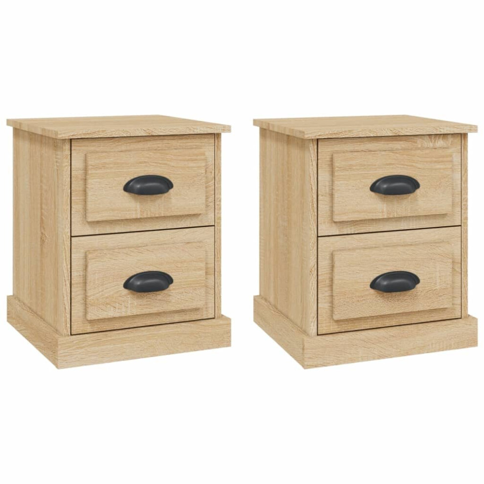 Vidaxl (Sonoma Oak, 2 Pcs) Bedside Cabinet Side Table Nightstand Side Cabinet Engineered Wood