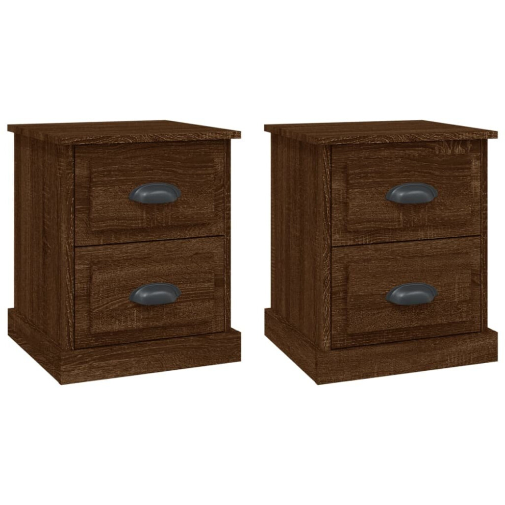 (brown oak, 2 pcs) vidaXL Bedside Cabinet Side Table Nightstand Side Cabinet Engineered Wood