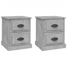 (concrete grey, 2 pcs) vidaXL Bedside Cabinet Side Table Nightstand Side Cabinet Engineered Wood