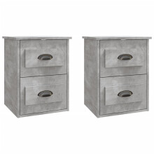(concrete grey, 2 pcs) vidaXL Wall-mounted Bedside Cabinets Floating Storage Cabinets Hanging Cabinet