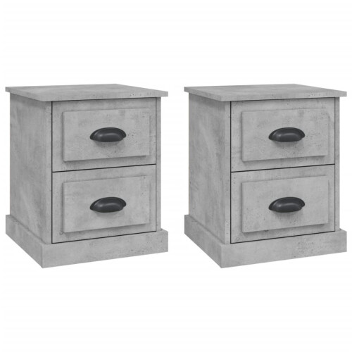 VidaXL (concrete grey, 2 pcs) vidaXL Bedside Cabinet Side Table Nightstand Side Cabinet Engineered Wood 1