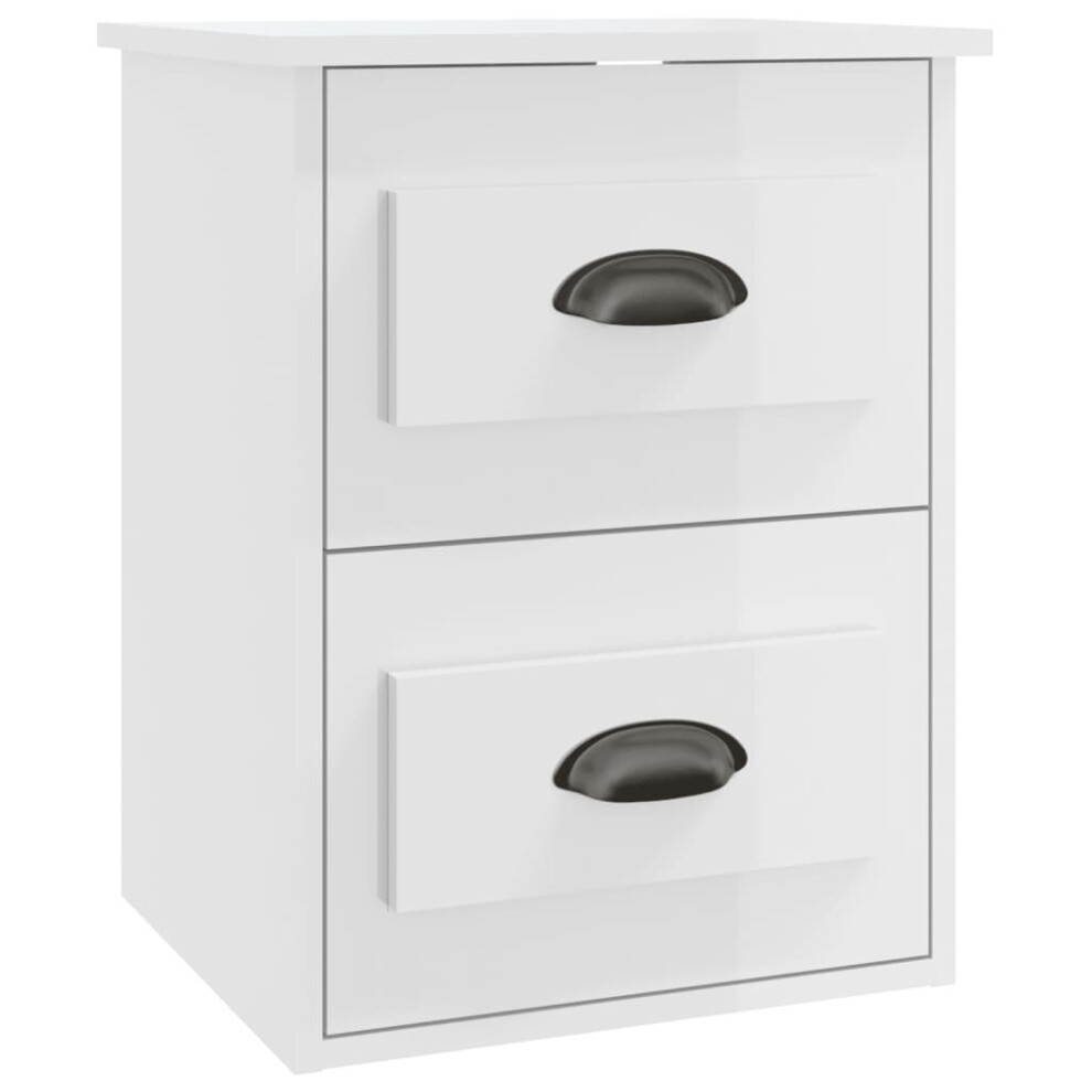 Vidaxl (High Gloss White, 1 Pcs) Wall-Mounted Bedside Cabinets Floating Storage Cabinets Hanging Cabinet