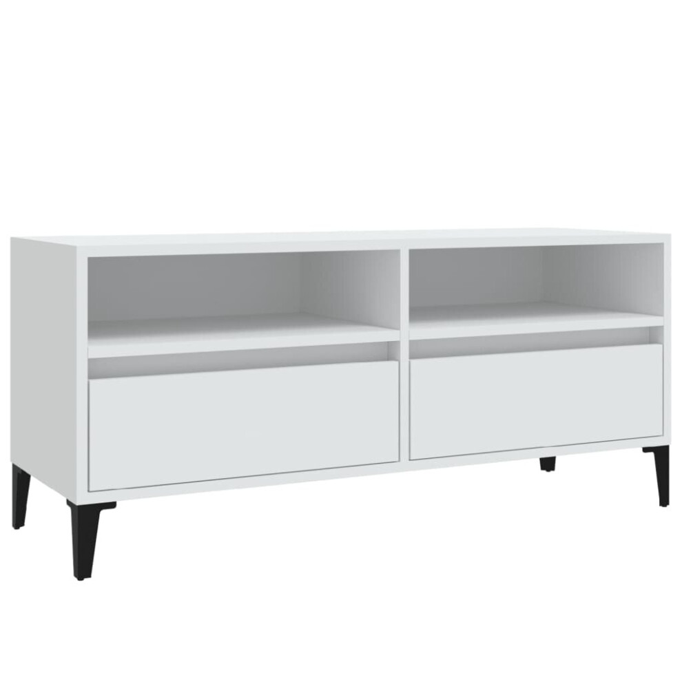 Vidaxl (, 100 X 34.5 X 44.5 Cm) Tv Cabinet Tv Unit Storage Cabinet Media Unit Cupboard Engineered Wood White