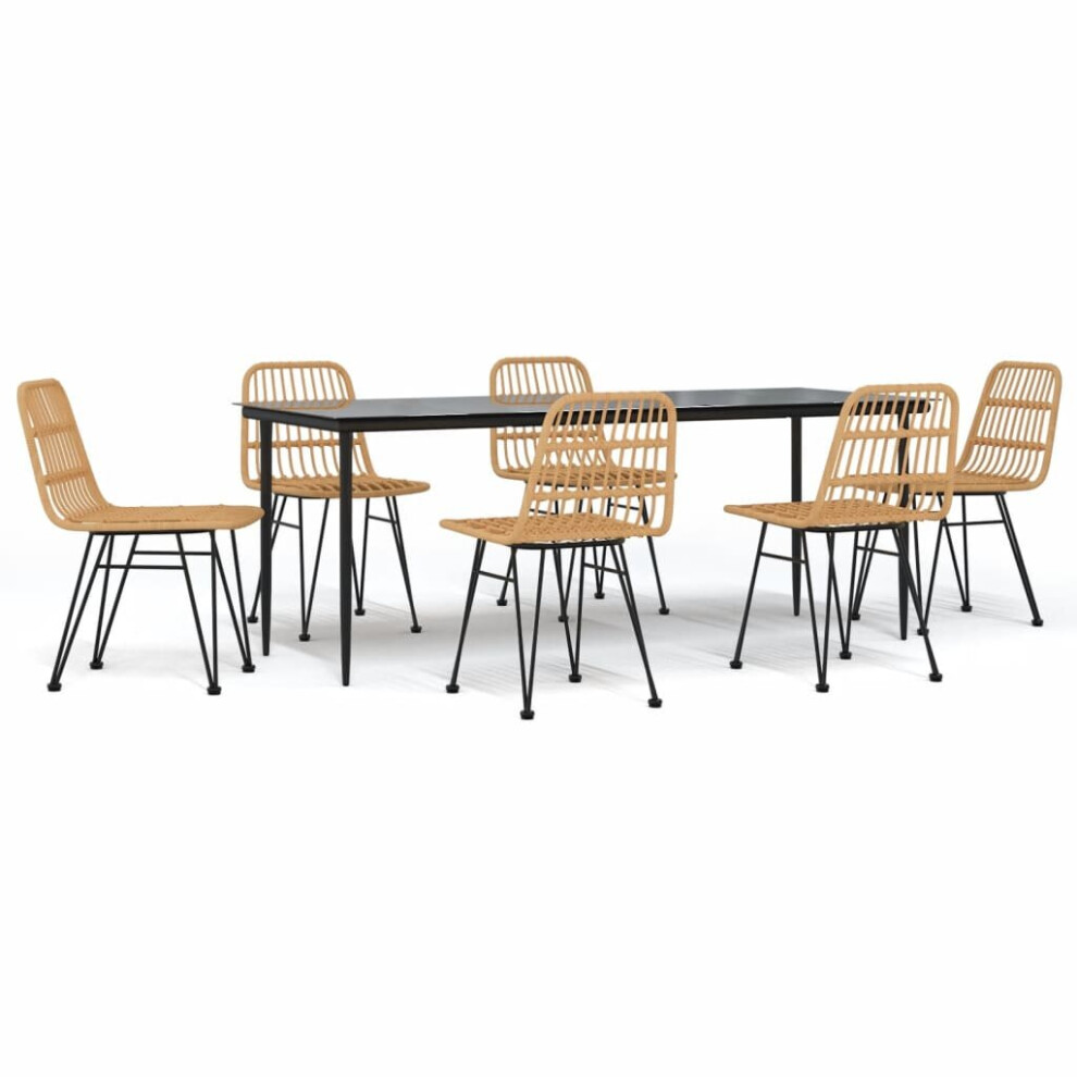 (brown, 200 cm table length/ 7 piece) vidaXL Garden Dining Set Poly Rattan Black/Brown Multi Sizes 3/5/7/9 Piece-image-OPC-PBPXPZT-NEW