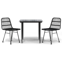 vidaXL 3-tlg. Garten-Essgruppe Schwarz Poly Rattan