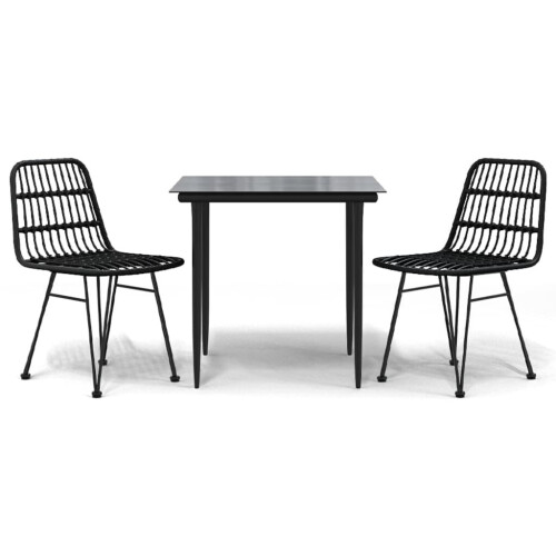 VidaXL vidaXL 3-tlg. Garten-Essgruppe Schwarz Poly Rattan 1