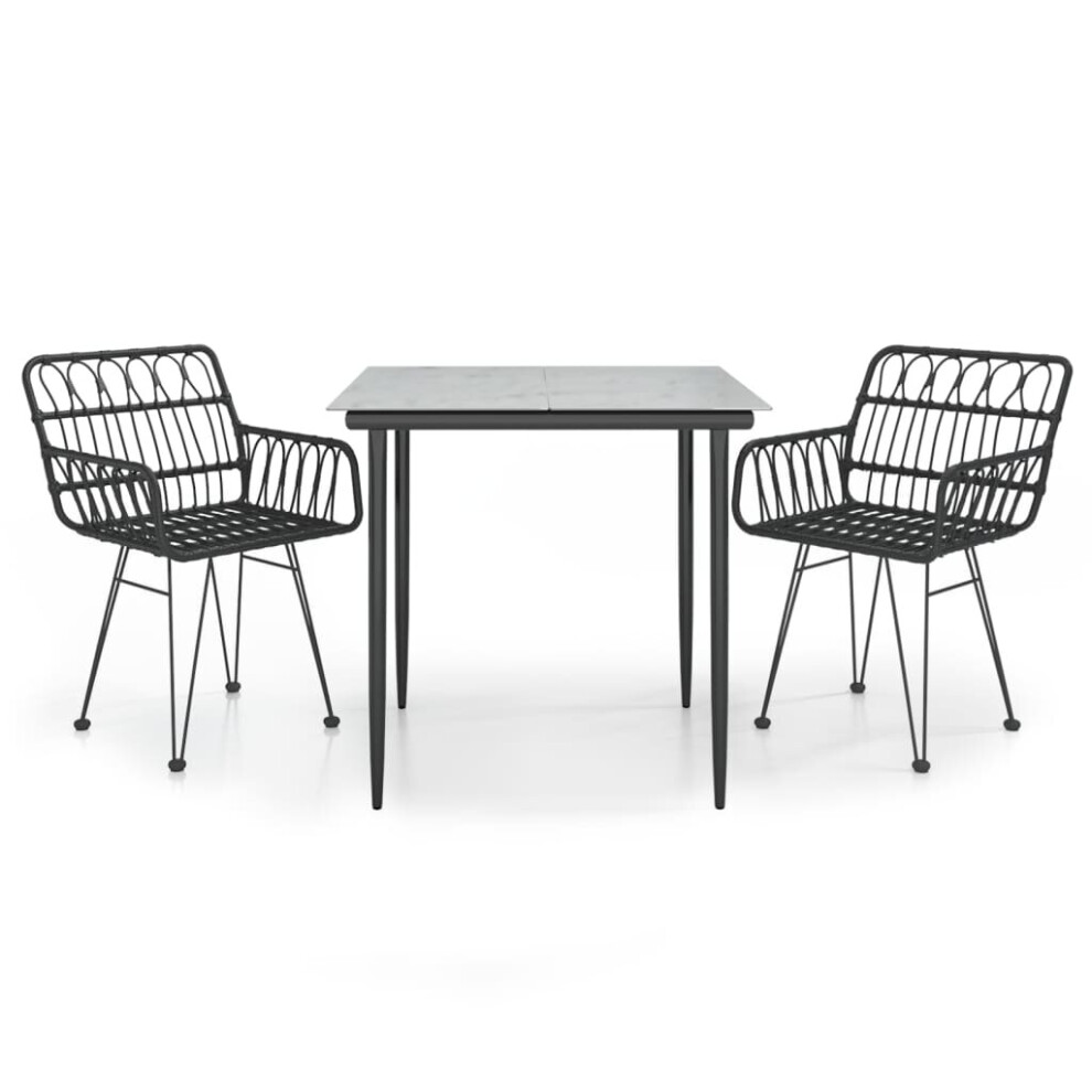 Vidaxl (Black, 80 X 80 X 74 Cm/ 3 Piece) Garden Dining Set Poly Rattan Black/Brown Multi Sizes 3/5/7/9 Piece