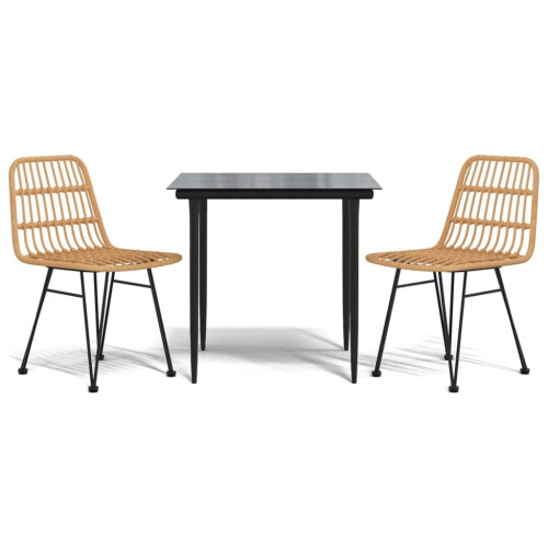 VidaXL vidaXL 3-tlg. Garten-Essgruppe Poly Rattan