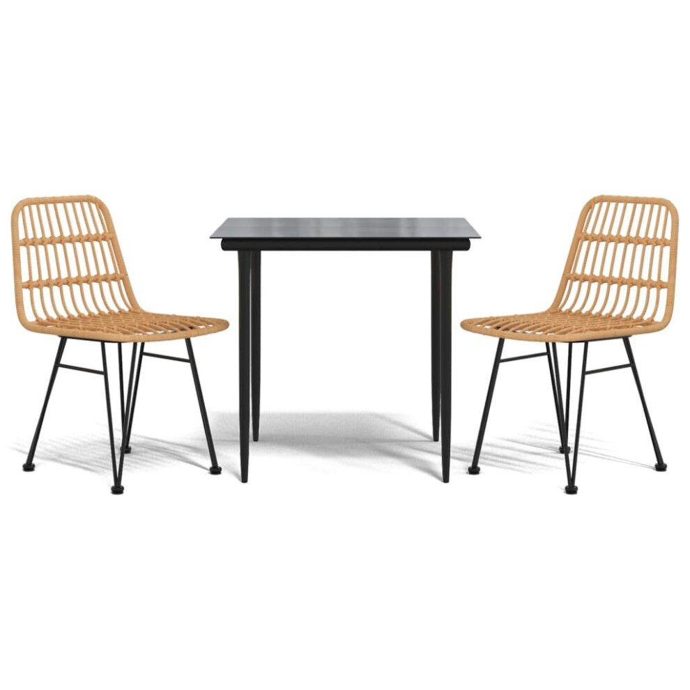 Vidaxl (Brown, 80 Cm Table Length/ 3 Piece) Garden Dining Set Poly Rattan Black/Brown Multi Sizes 3/5/7/9 Piece