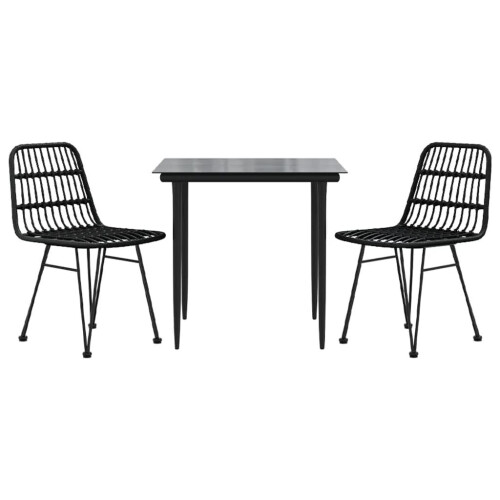 VidaXL vidaXL 3-tlg. Garten-Essgruppe Schwarz Poly Rattan 2