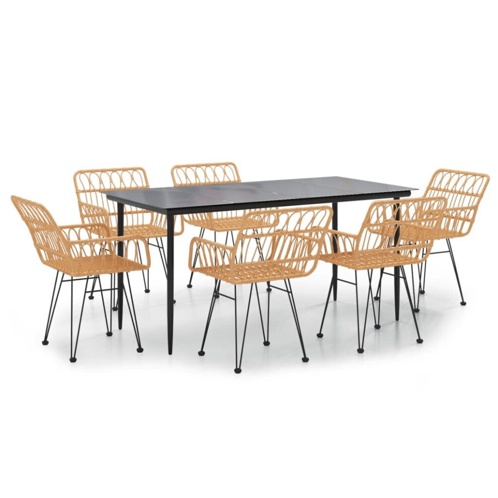 Vidaxl (Brown, 160 X 80 X 74 Cm/ 7 Piece) Garden Dining Set Poly Rattan Black/Brown Multi Sizes 3/5/7/9 Piece