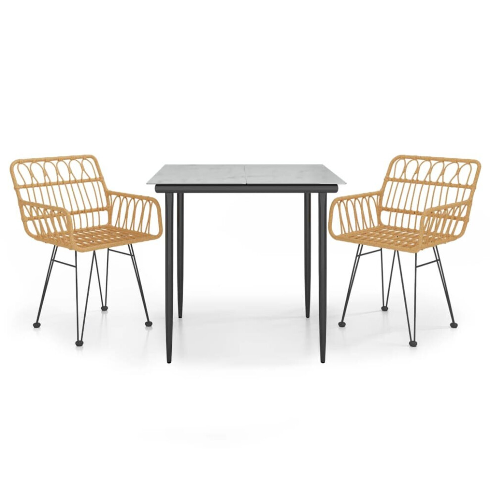 Vidaxl (Brown, 80 X 80 X 74 Cm/ 3 Piece) Garden Dining Set Poly Rattan Black/Brown Multi Sizes 3/5/7/9 Piece