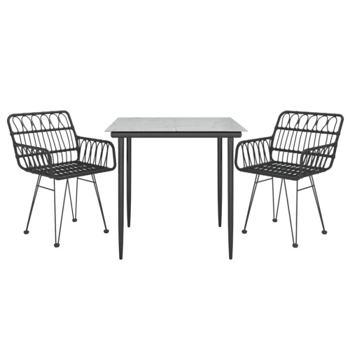 VidaXL vidaXL 3-tlg. Garten-Essgruppe Schwarz Poly Rattan 2