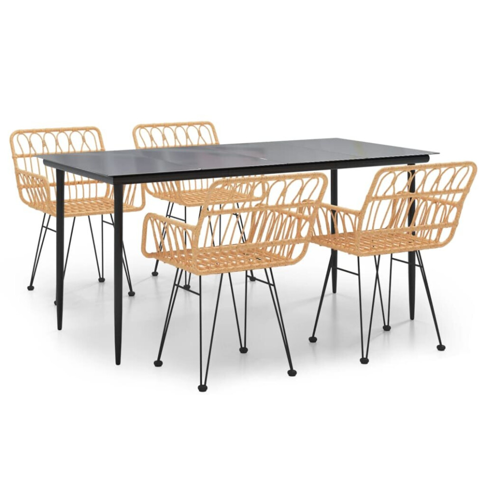 Vidaxl (Brown, 160 X 80 X 74 Cm/ 5 Piece) Garden Dining Set Poly Rattan Black/Brown Multi Sizes 3/5/7/9 Piece