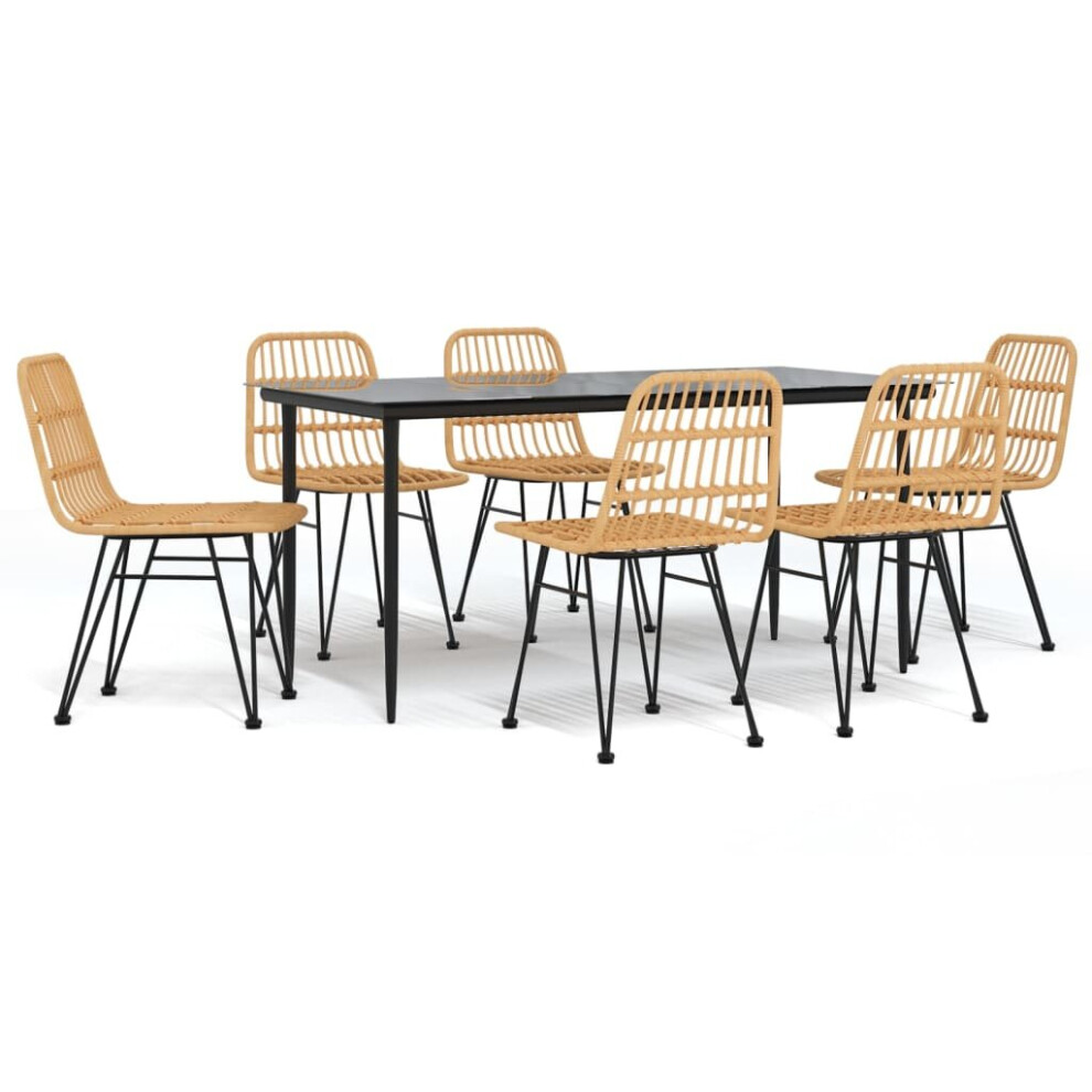 Vidaxl (Brown, 160 Cm Table Length/ 7 Piece) Garden Dining Set Poly Rattan Black/Brown Multi Sizes 3/5/7/9 Piece