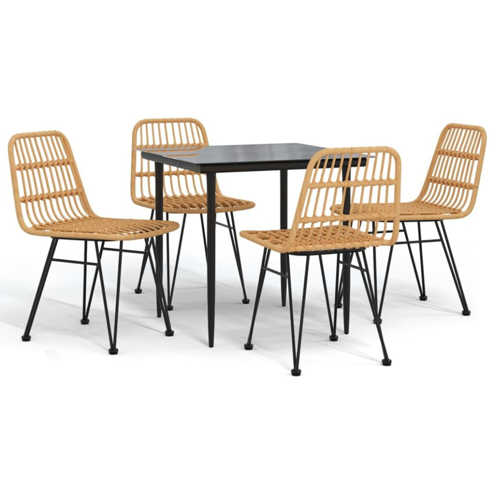 Vidaxl (Brown, 80 Cm Table Length/ 5 Piece) Garden Dining Set Poly Rattan Black/Brown Multi Sizes 3/5/7/9 Piece