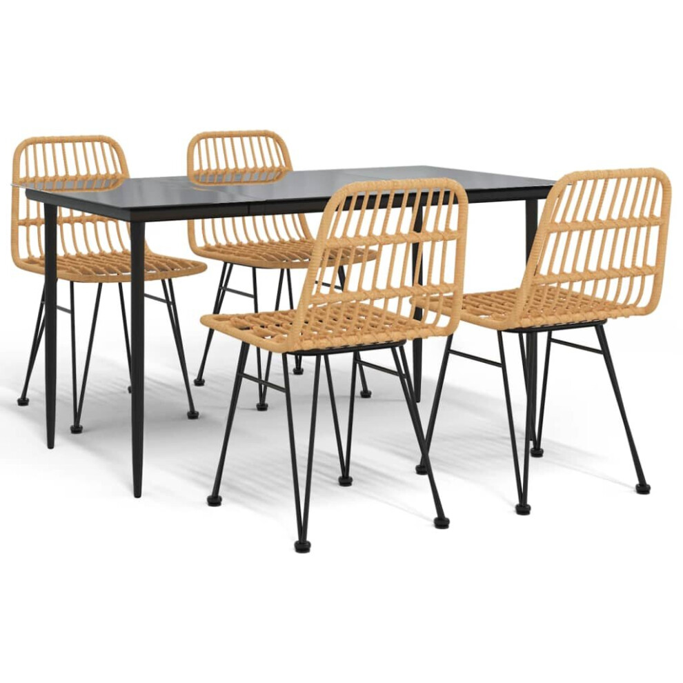 (brown, 160 cm table length/ 5 piece) vidaXL Garden Dining Set Poly Rattan Black/Brown Multi Sizes 3/5/7/9 Piece-image-OPC-PBPXPZR-NEW