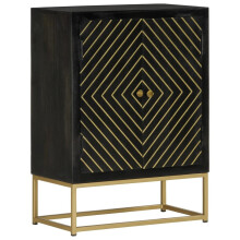 vidaXL Sideboard Storage Cabinet with 2 Doors Black and Gold Solid Wood Mango