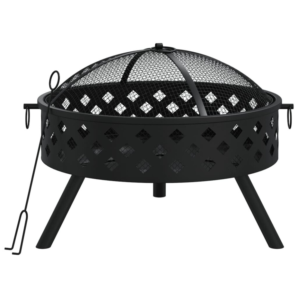 Vidaxl Fire Pit Fire Bowl Outdoor Fireplace Patio Heater With Poker Xxl Steel