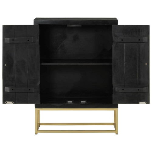 VidaXL vidaXL Sideboard Storage Cabinet with 2 Doors Black and Gold Solid Wood Mango 2