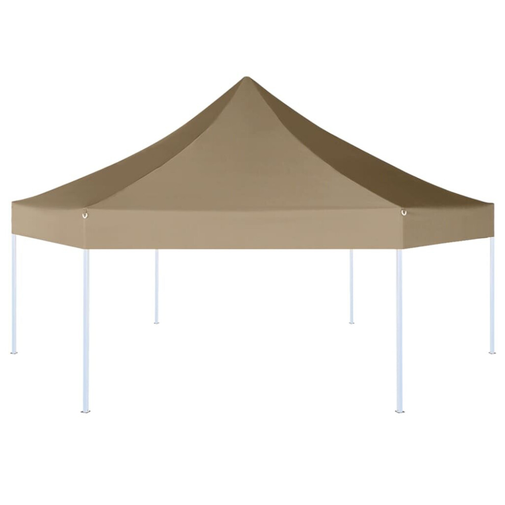 vidaXL Hexagonal Pop-Up Foldable Marquee 3.6x3.1 m Taupe 220g/mÃÂ² Canopy Tent