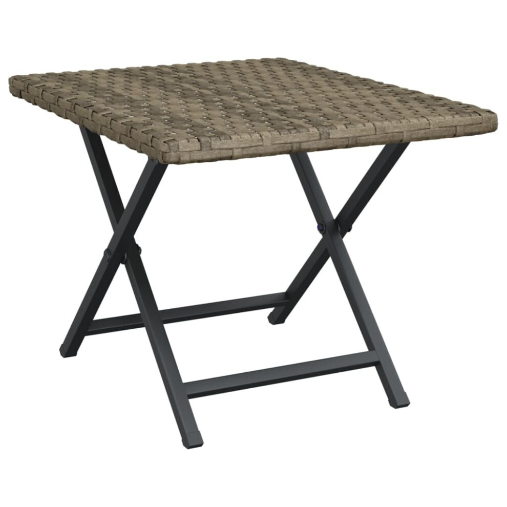 vidaXL Folding Table Grey 45x35x32 cm Poly Rattan Dining Garden Side Table-image-OPC-PBPXN9C-NEW