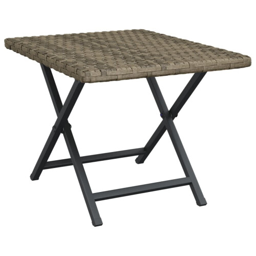 VidaXL vidaXL Folding Table Grey 45x35x32 cm Poly Rattan Dining Garden Side Table 1