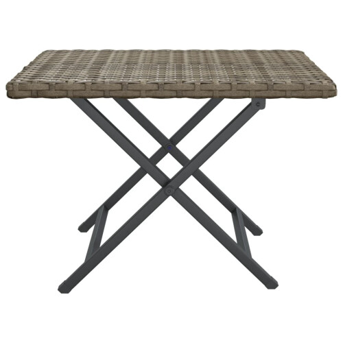 VidaXL vidaXL Folding Table Grey 45x35x32 cm Poly Rattan Dining Garden Side Table 2