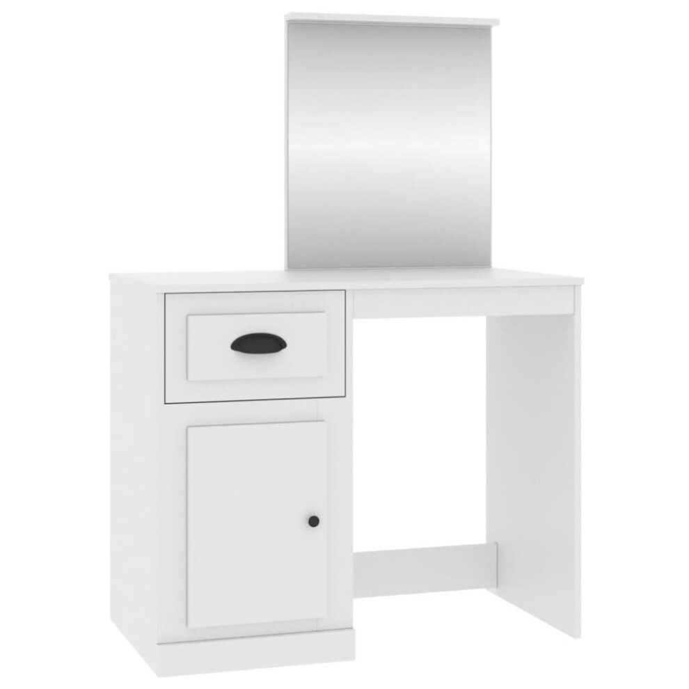 Vidaxl White (, With Mirror) Dressing Table Vanity Desk Cosmetic Table Makeup Desk Engineered Wood