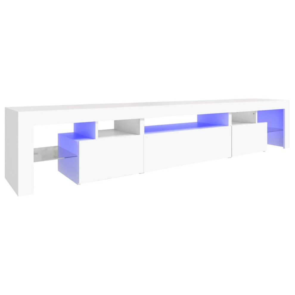 Vidaxl (White, 215 X 36.5 X 40 Cm) Tv Cabinet With Led Lights Media Unit Tv Stand Tv Unit Hifi Cabinet