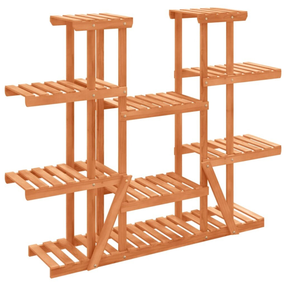 Vidaxl (Light Brown, 110 X 25 X 110.5 Cm/Without Wheels) Flower Stand Plant Stand Flower Pot Holder Planter Rack Solid Wood Fir