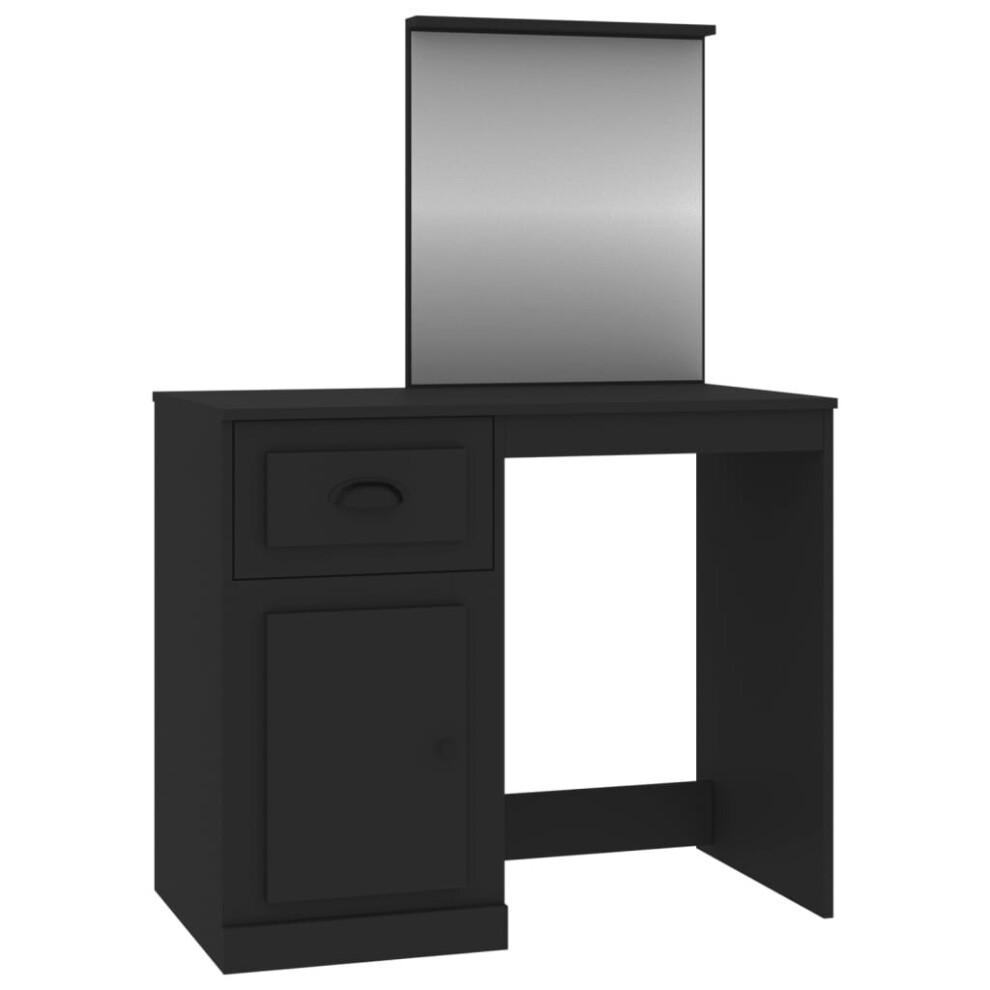 Vidaxl (Black, With Mirror) Dressing Table Vanity Desk Cosmetic Table Makeup Desk Engineered Wood