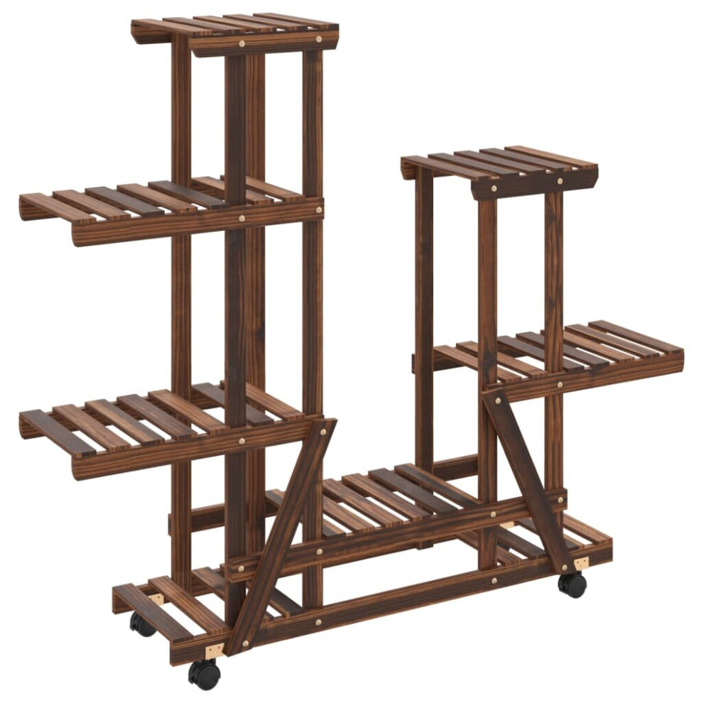 Vidaxl (Brown, 95 X 25 X 101 Cm/With Wheels) Flower Stand Plant Stand Flower Pot Holder Planter Rack Solid Wood Fir