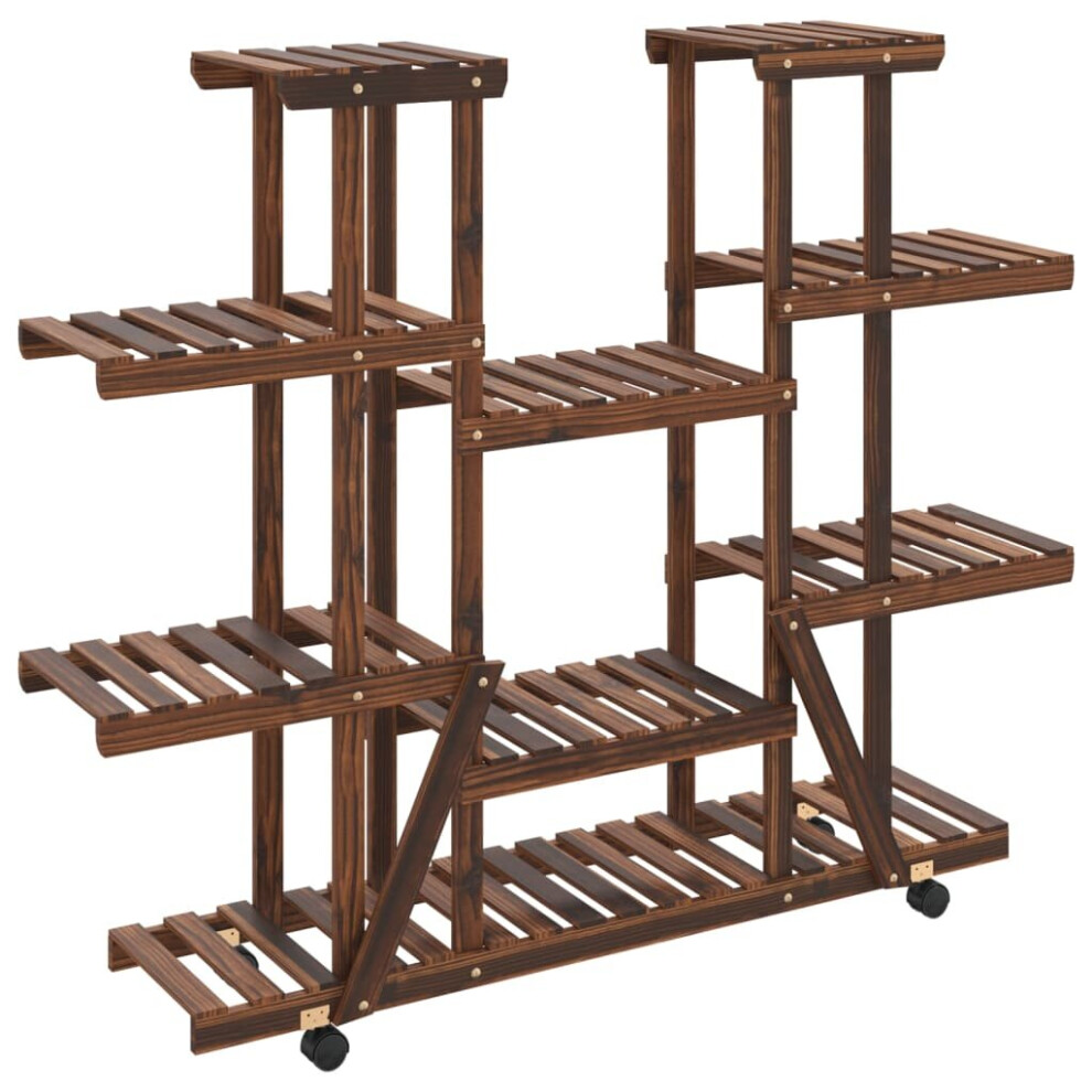 Vidaxl (Brown, 110 X 25 X 115 Cm/With Wheels) Flower Stand Plant Stand Flower Pot Holder Planter Rack Solid Wood Fir