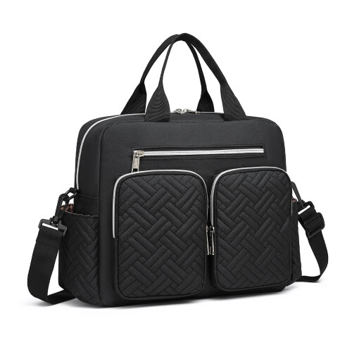 (Black) Durable And Functional Changing Tote bag 1