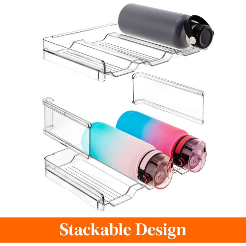 Stackable Water Bottle Organizer for Cabinets, Freezers, Pantries - Plastic Bottle Rack Wine Rack 2 Pack 2