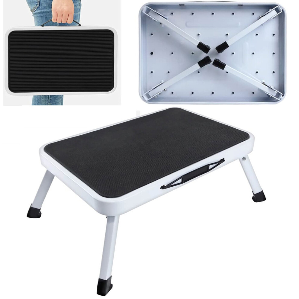 Single Step Folding Caravan Stool Steel Non Slip Ladder Motorhome Camper