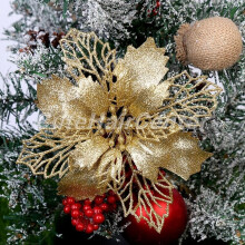 ( Gold) 25x Christmas Flowers Xmas Tree Decoration Snowflake Ornament for Festival Party