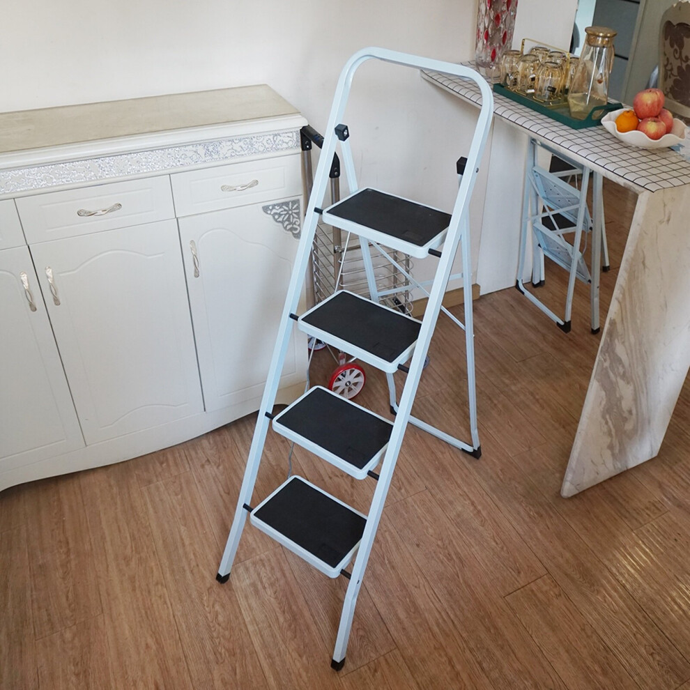 (4 steps) Portable Compact Folding Metal Step Ladder