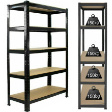 (180x90x40cm,Blue) 5 Tier Shelving Unit for Garage and Shed - Freestanding Industrial Metal Shelf, Boltless Metal Steel & MDF Shelves, 875KG