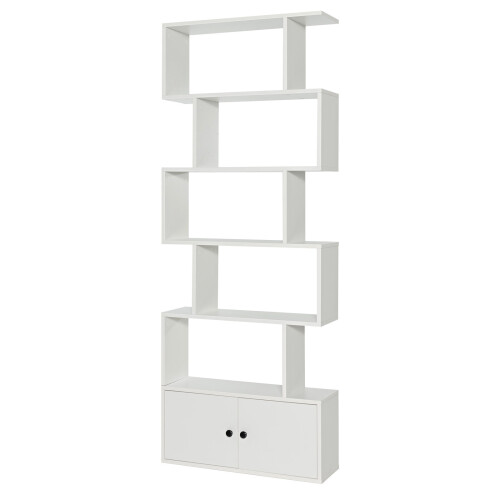 Costway 5-tier Bookcase Industrial S-Shaped Bookshelf Display Rack w/ Cabinet