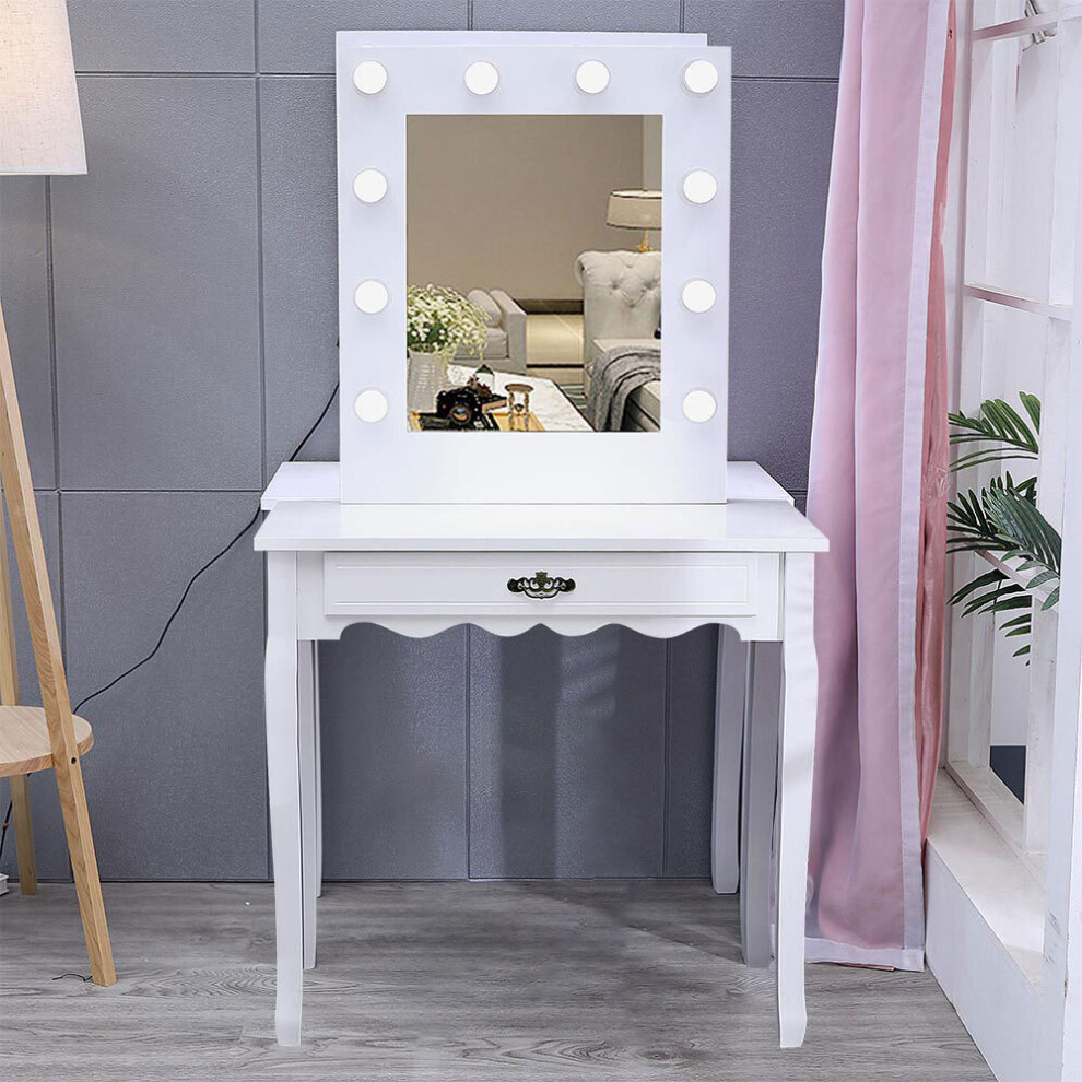(#3 Without Stool) Modern Vanity Dressing Table Stool with LED Lights Mirror