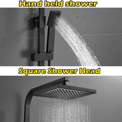 Thermostatic Shower Set, Exposed Thermostatic Shower System with Square Rain Shower Head and