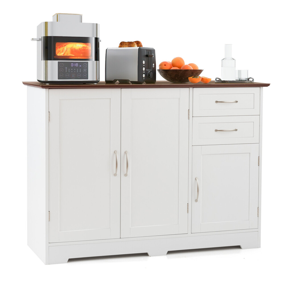 Wooden Kitchen Storage Cabinet with Adjustable Shelves Drawers & Doors