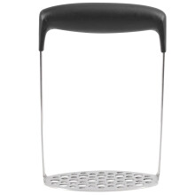Stainless Steel Potato Masher with Broad and Ergonomic Horizontal Handle Fine-grid Mashing Plate for Smooth Mashed Potatoes, Vegetables and Fruits
