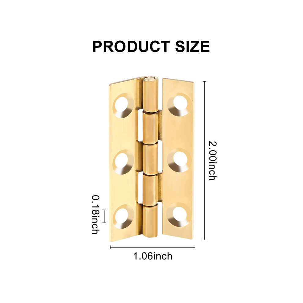4 Pieces of Solid Brass Hip Hinge 5.1 cm Suitable for Cabinet Doors, Trunk Round Corner Tenon Brass Hinges with Screws